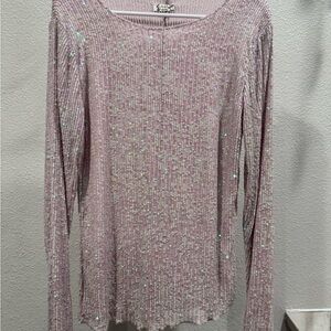 Free People Intimately Pink Lavender Sequin Long Sleeve Top